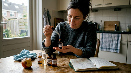 Een vrouw kookt met plantaardige oliën